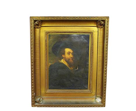 After Sir Peter Paul Rubens (Flemish 1577-1640) 19th century oil on canvas 'Self Portrait'  in an ornate gilt frame, show siz