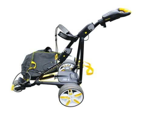 A Powakaddy " Touch " electric golf trolley with bag, in working order.
