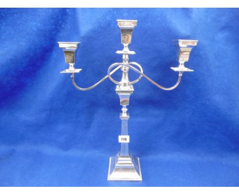 A HM SILVER CANDLEARBRA BIRMINGHAM 1957, WEIGHT OF TOP 20 TROY OUNCES, CANDLESTICK BASE FILLED (WEIGHT 27 TROY OUNCES INCLUDI