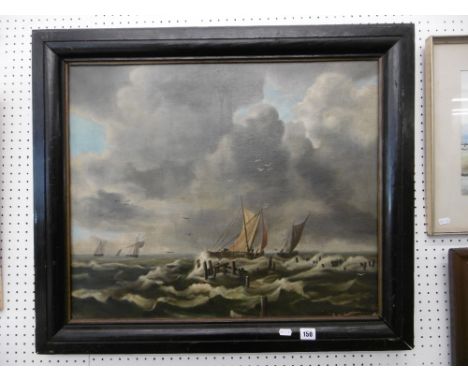 A 19TH CENTURY DUTCH OIL PAINTING SEASCAPE