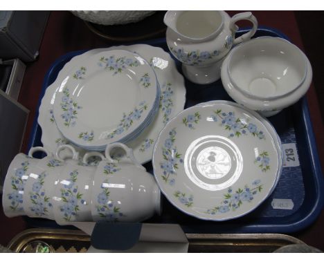 A Crown Staffordshire China Tea Service "Rock Garden" Pattern, sixteen pieces:- One Tray