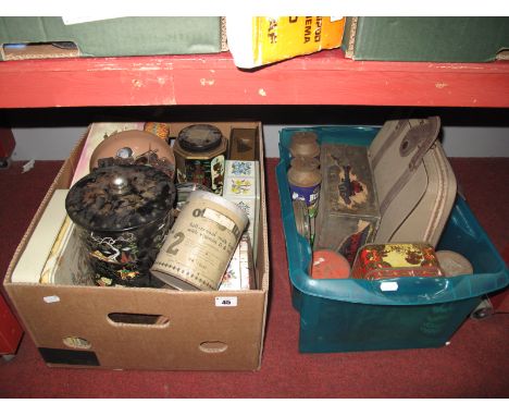 Vintage Storage Tins, including Cadbury's buttons; together with loose clothing buttons, 1970's typewriter:- Two Boxes