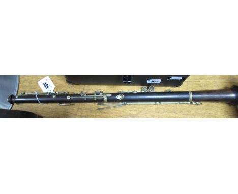 Clarinet in Three Sections, with nickel keys stamped 646LP, 57cm long. 