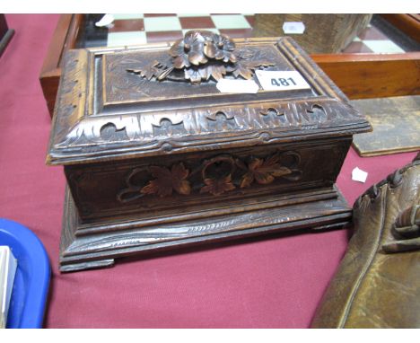 A Black Forest Rectangular Shaped Jewellery Box, with flower finial top, lined interior; together with a ladies snake bracele