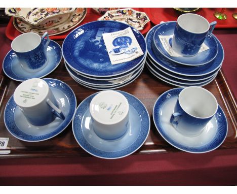Royal Copenhagen Five Christmas Cups, saucers and side plates, etc:- One Tray