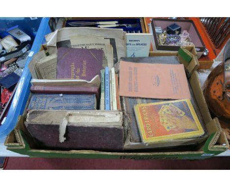 A Victorian Copper Coal Helmet, a copper kettle, 78's, Victorian family bible, Mrs Beeton's book, Ministry of Agriculture boo