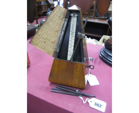 A Late XIX Century Walnut Cased Metronome; together with two tuning forks.