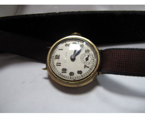 Rolex; A Vintage 9ct Gold Cased Ladies Wristwatch, the signed dial with Arabic numerals and seconds subsidiary dial, the move