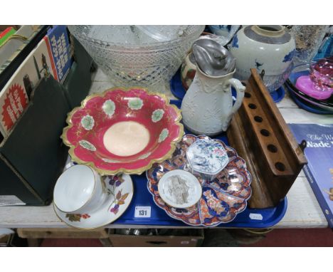 Oak Pipe Rack, Noritake dish, other ceramics:- One Tray.