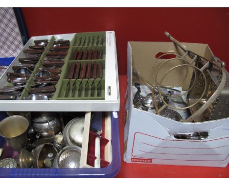 Arthur Price Wooden Handled "Friar" Cutlery, in original fitted box, further knives, tea kettle on burner stand, cake stand (