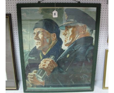 A Charles Wood Colour Print of Naval Officers, for Senior Services cigarettes advertisement, 69.5 x 58.5cm.