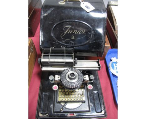 A German Made 'Junior' Tin Plate Typewriter, circa 1900, 'D.R.P Lisa Patente D.R.G.M' below key bar.