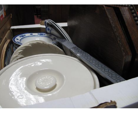 Cutlery in Oak Canteen, dinner plates, kitchen knives,etc:- One Tray