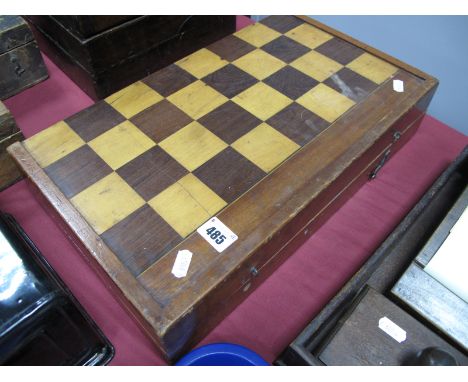 A XX Century Mahogany Folding Chess and Backgammon Board.