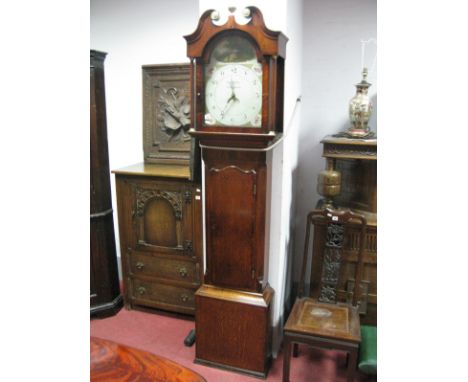 A Late XVIII Century Early XIX Century Oak Mahogany Thirty Hour white Dial Grandfather Clock (J.N. Hallam Nottingham) with sw