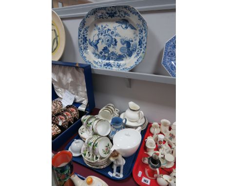 A Tuscan China "Gardenia" Pattern Six Setting Tea Service, Royal Doulton 'Savabande' teawares, Wedgwood Jasperware jug, a Jas