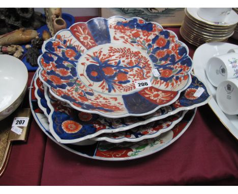 A Chinese Imari Pattern Square Shaped Plate; together with three other Imari pattern plates. (4)