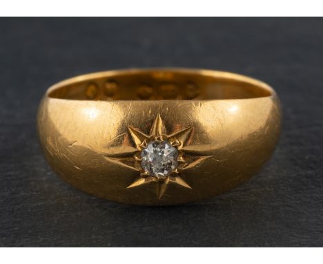 An old-cut diamond, single-stone ring, estimated diamond weight ca. 0.10ct, I-J colour, SI2-P1 clarity, with partial hallmark