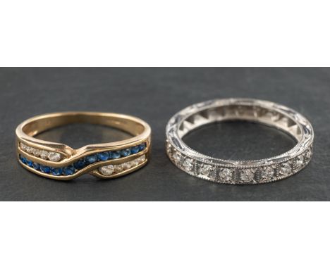 Two half-eternity rings, including an 18ct gold, round, brilliant-cut diamond half eternity ring, total estimated diamond wei