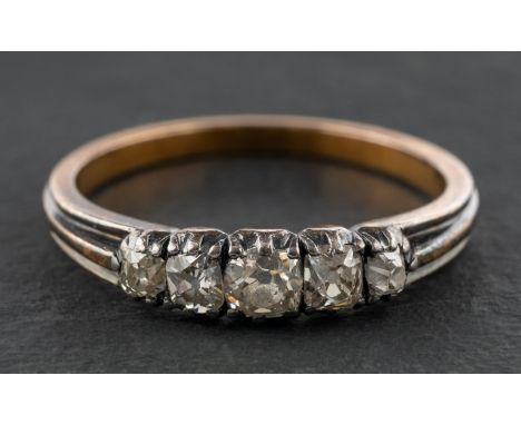 An old-cut diamond, five-stone ring, total estimated diamond weight ca. 0.50ct, L-M colour, SI2-P1 clarity, length of ring he