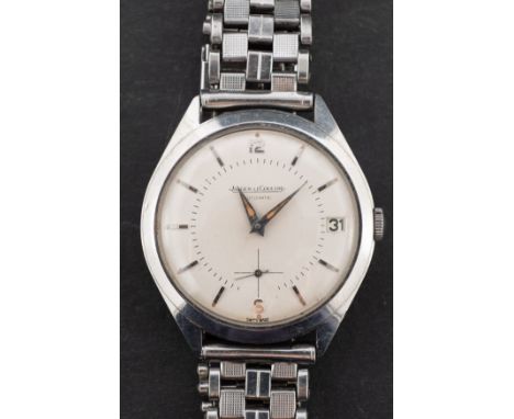 Jaeger-LeCoultre, a gentleman's stainless steel wristwatch the dial with raised Arabic and baton numerals, baguette hands, su