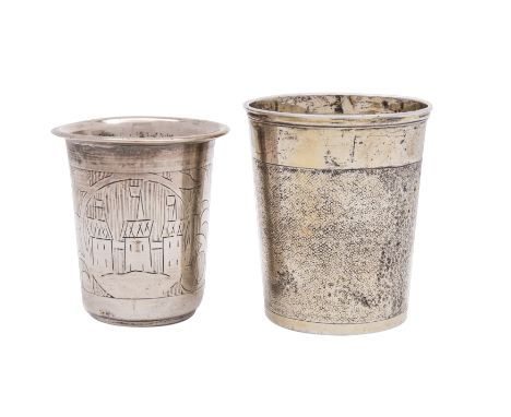 Russian Silver Beaker -  An Imperial Court Silversmith made silver-gilt beaker with Imperial Cypher, with matt banded decorat