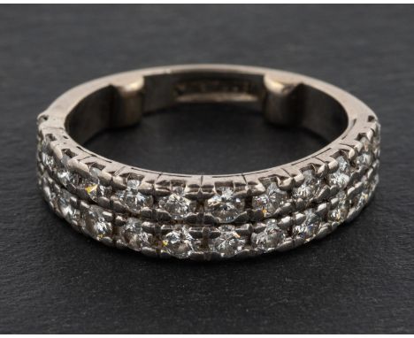 A double-row, round, brilliant-cut diamond, half-eternity ring, total estimated diamond weight ca. 1.2cts, H-I colour, SI1-2 