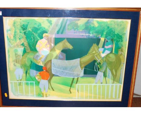 Camille Hilaire (French 1916-2004) - The Parade Ring, lithograph, signed and numbered in pencil 23/100, 53 x 72cm