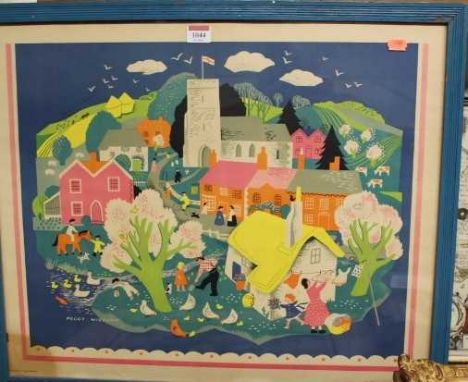 Peggy Wickham (1909-1978) - An English village, print, as produced by The Medici Society, 45 x 56cm