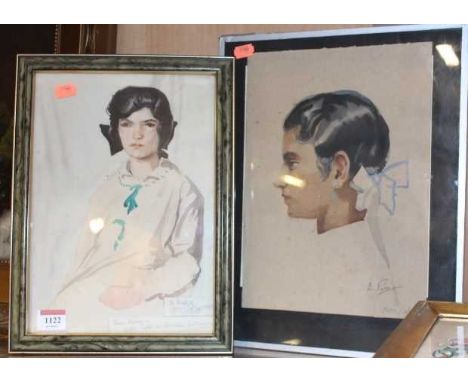 D. Parr - Half-length portrait of a seated woman, watercolour, 29 x 20cm; and one other by the artist (2)