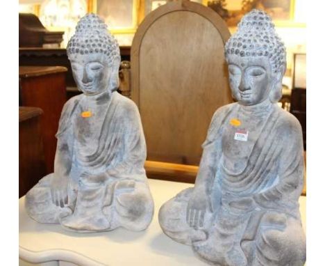 A pair of contemporary ceramic figures of the seated Buddha, height 55cm