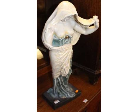 A painted ceramic figure of a standing semi-nude goddess dressed in robes, h.62cmCondition report: Reproduction.Some minor ma