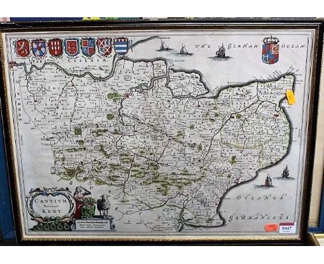 Kent. Blaeu (Johannes) - Cantium Vernacule, Kent, Amsterdam, circa 1645, engraved map with bright contemporary hand colouring