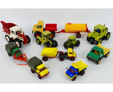 Britains - Corgi - Conrad - Gama - Siku - A gathering of 10 unboxed diecast Mercedes Benz /  'Unimog' vehicles in various sca