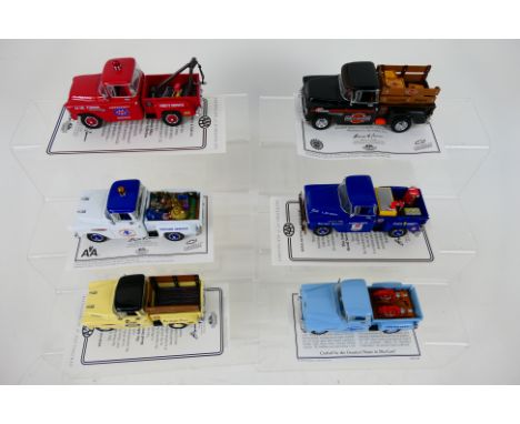 Matchbox - 6 x boxed 1950s Chevrolet 3100 Pickup models in various liveries including Dixie Gasoline, Mobil Service, Harley-D