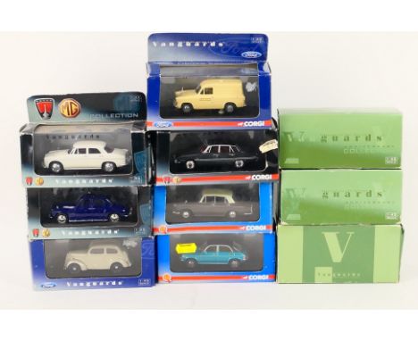 Vanguards - Ten boxed diecast 1:43 scale models from Vanguards. Lot includes Vanguards 'Anniversary Collection' VA06807 Hillm