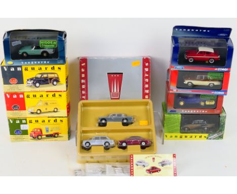 Vanguards - A boxed group of 9, 1:43 scale diecast model vehicles including a set from Vanguards. Lot includes HI1003 Rootes 