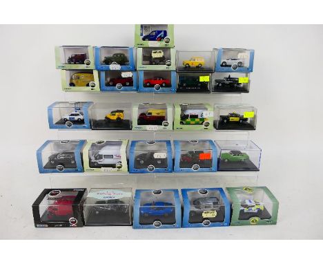 Oxford - Cararama - 1:76 scale. A selection of Twenty-six diecast models in Display cases appearing in Mint condition. Lot to