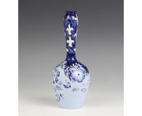 William Moorcroft for James MacIntyre, a Florian Ware posy vase in the "Wild Rose" pattern, circa 1900, of slender gourd form