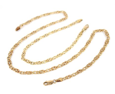 A 9ct gold chain and bracelet, each link modelled as a Celtic knot, lobster claw and loop fastening, import marks for Interna