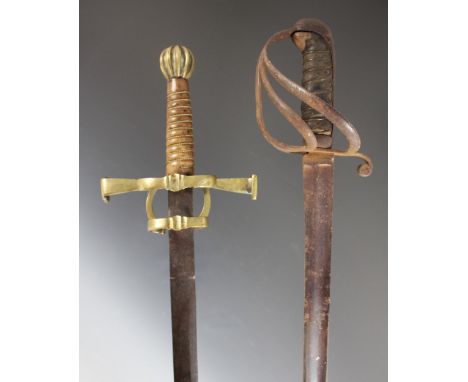 A British 1821 pattern Light Cavalry officer's sword, the 83cm steel curved fullered blade with bayonet tip, the steel three 