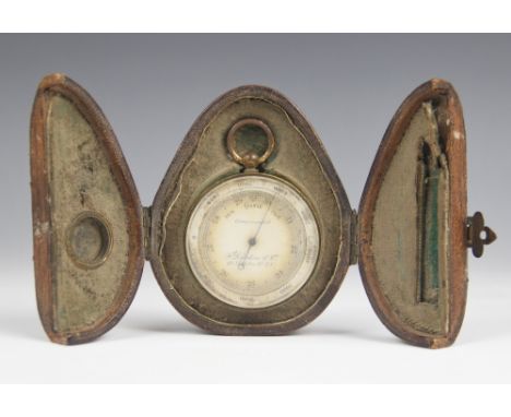 A 19th century compensated pocket barometer by F. Darton & Co, the circular dial contained within brass case, 49mm diameter, 