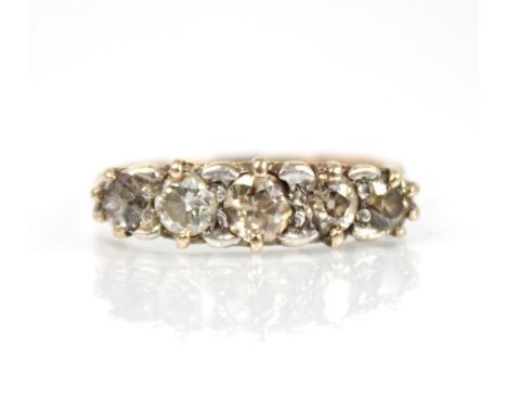 A Victorian diamond five-stone ring, the central old cut diamond measuring approximately 4mm x 4mm x 2mm, with two further gr