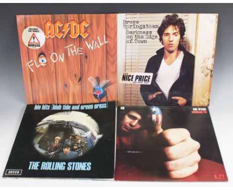 A collection of vinyl rock and pop LPs, to include albums by The Rolling Stones, AC/DC, Bruce Springsteen, Don McLean, Santan