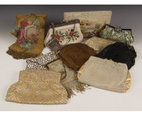 A collection of twelve lady's evening bags and purses, early 20th century and later, to include beaded, tapestry and diamante