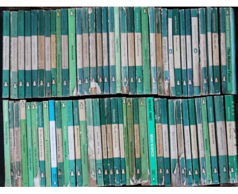 A collection of over one hundred and fifty Penguin Classic crime fiction paperback novels (green and white covers), to includ