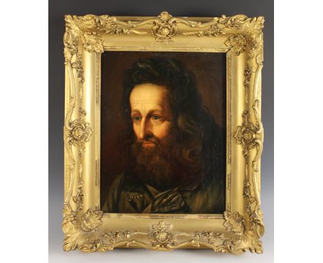 Follower of Gerrit Dou (Dutch, 1613-1675),Portrait of a bearded man, possibly a hermit or scholar,Oil on panel,Painted "AETAT