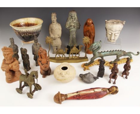 A collection of South East Asian and African works of art and objects of virtue, to include models of the terracotta warriors