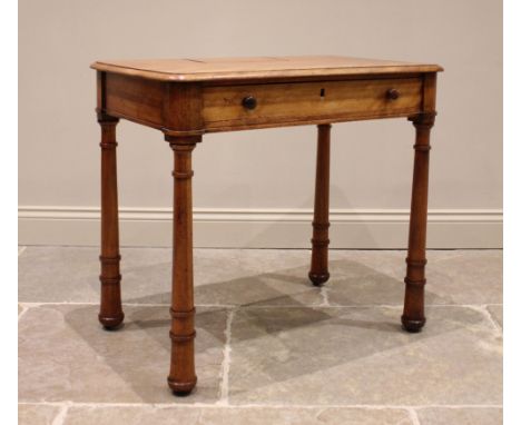 A Gillows of Lancaster satin ash chamber table, mid to late 19th century, the rounded rectangular top with a moulded edge and