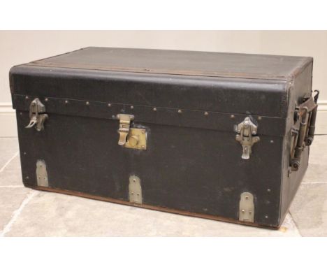 A Vintage motoring trunk by Finnigans of New Bond Street, the Rexene covered and leather trimmed trunk with metal fittings an
